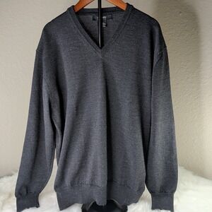 Giorgiolini Sweater Size Large 100 % Merino Wool Grey Long Sleeve Made In Italy